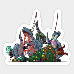 Velociraptor Dinosaur Christmas Decoration Demolition Sticker